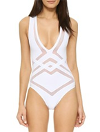 White One Piece Illusion Mesh